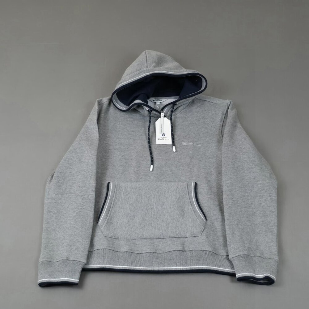 Ben Sherman Hoodie Mens Small NWT Gray Fleece Pullover Cotton Blend
